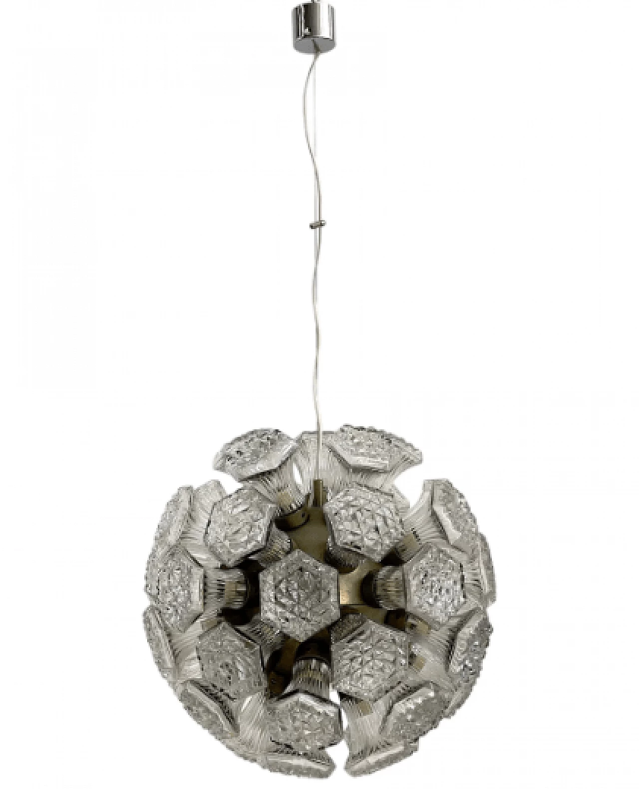 Chromed metal and molded Murano glass Sputnik chandelier, 1970s 1