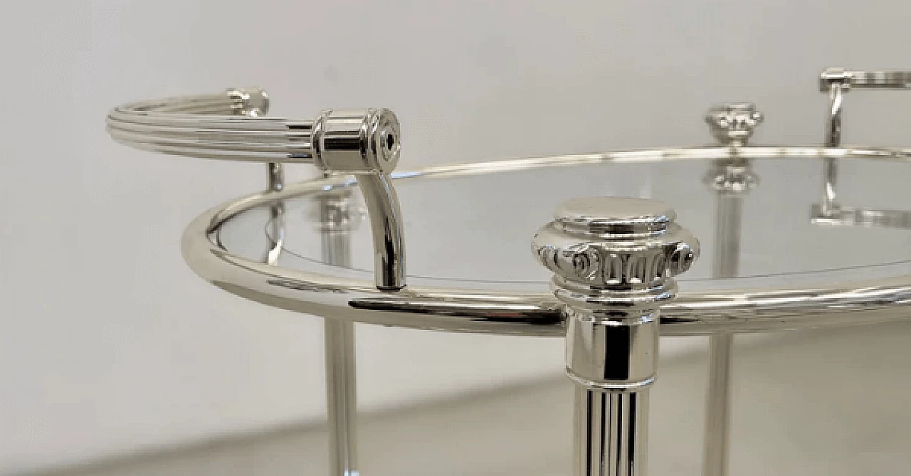 Silver metal and glass bar cart, 1980s 4