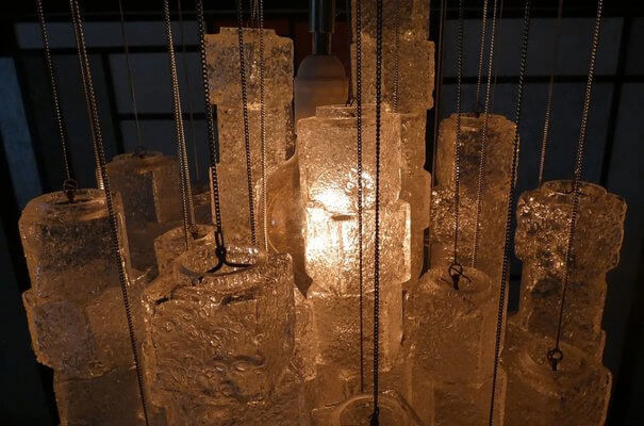 Lampadario in vetro di Murano di Zeroquattro per Fontana Arte, anni '70 7