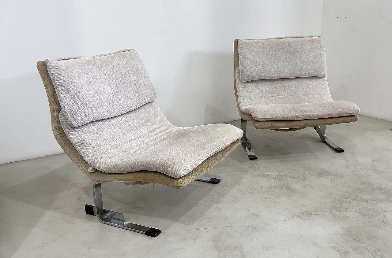 Pair of Onda armchairs by Giovanni Offredi for Saporiti Italia, 1970s 1