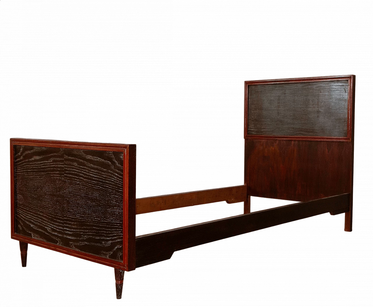 Oak single bed with burgundy-stained borders, 1940s 5