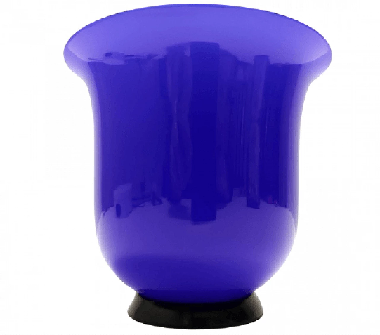 Vaso Anni Trenta in vetro opalino blu di Paolo Venini, anni '90 1