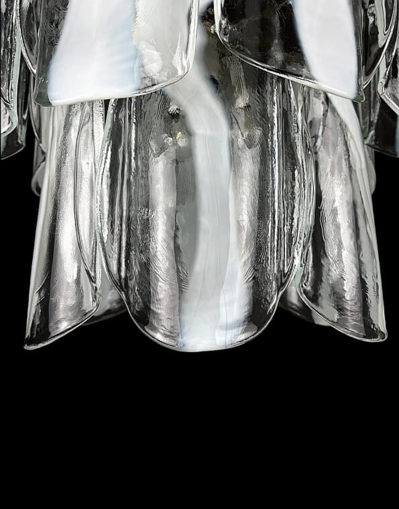 Transparent and white Murano glass chandelier by Mazzega, 1970s 5