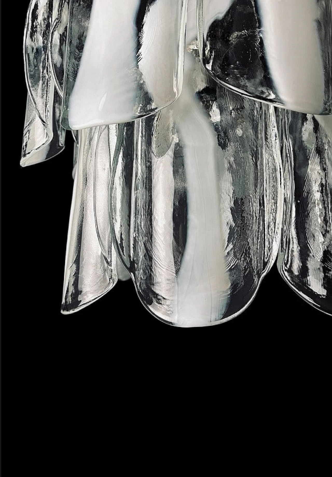 Transparent and white Murano glass chandelier by Mazzega, 1970s 7