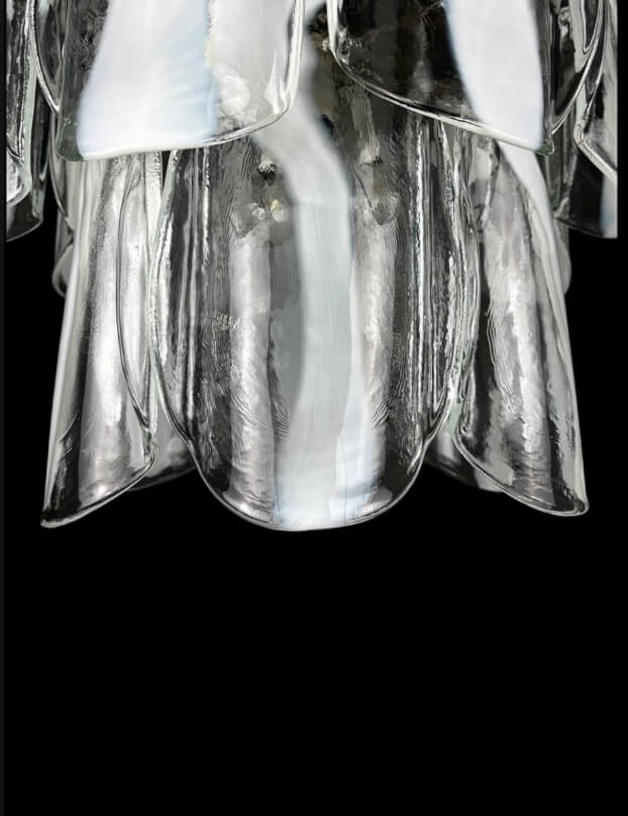 Transparent and white Murano glass chandelier by Mazzega, 1970s 8