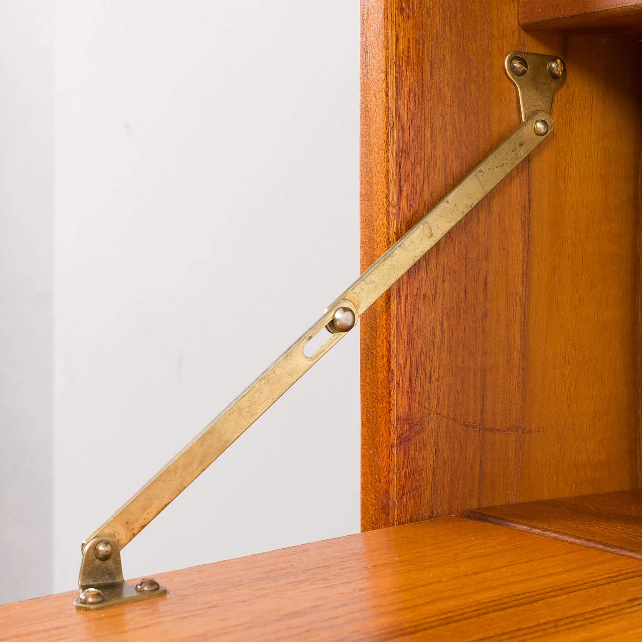 Hanging teak bookcase with desk in the style of Cadovius and Sorensen, 1970s 9