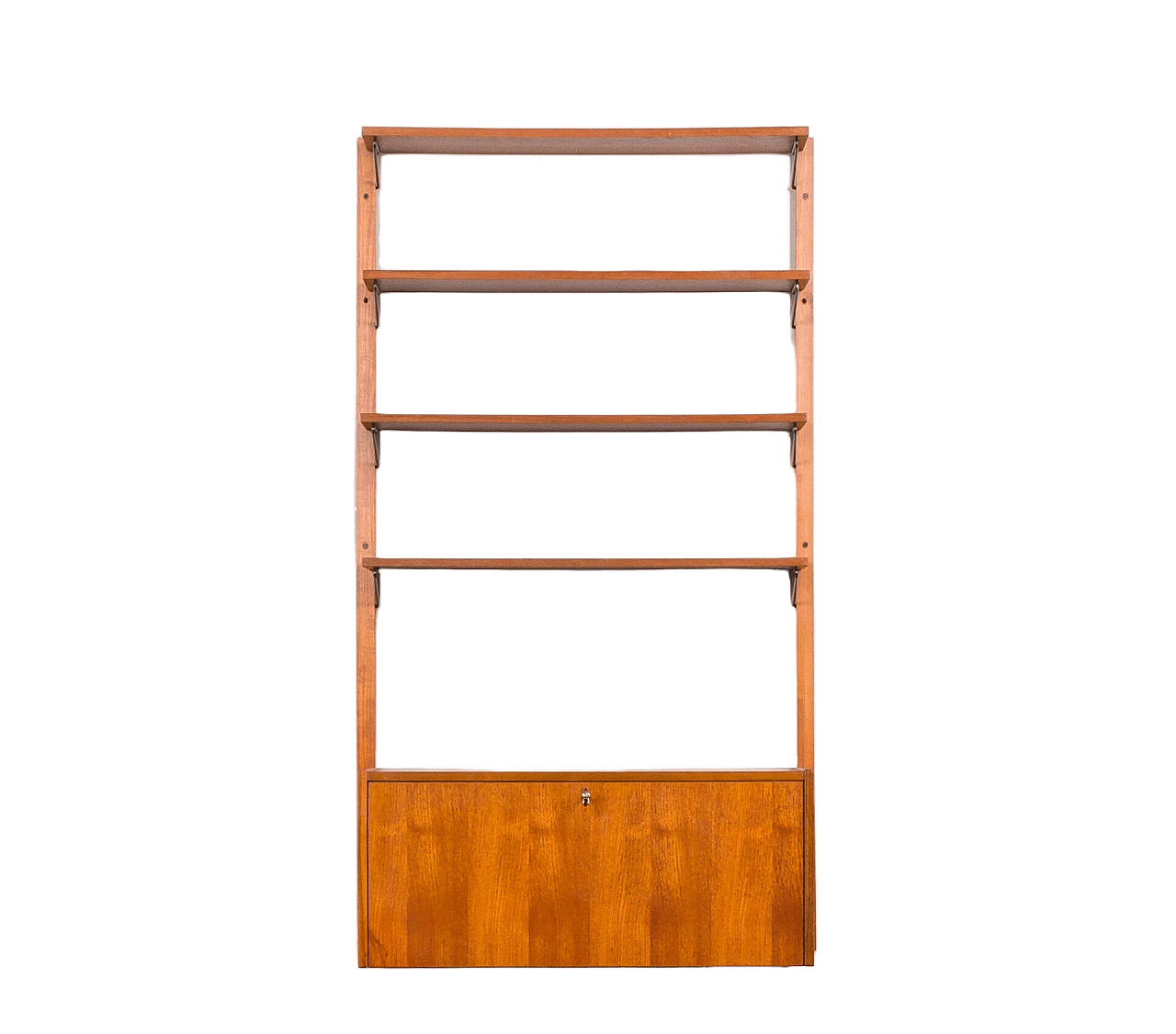 Hanging teak bookcase with desk in the style of Cadovius and Sorensen, 1970s 14