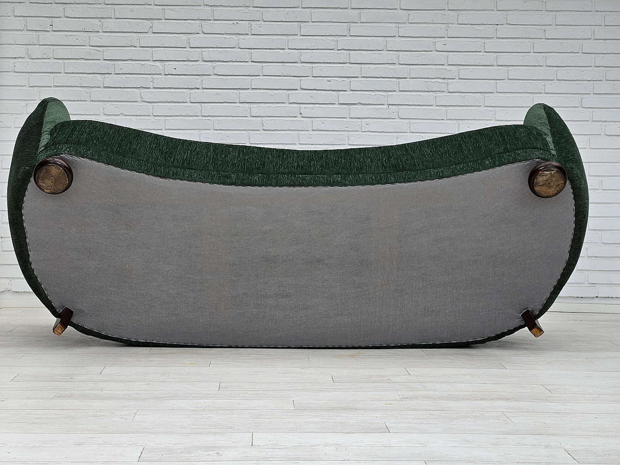 Danish three-seater ash and green velvet sofa, 1960s 15