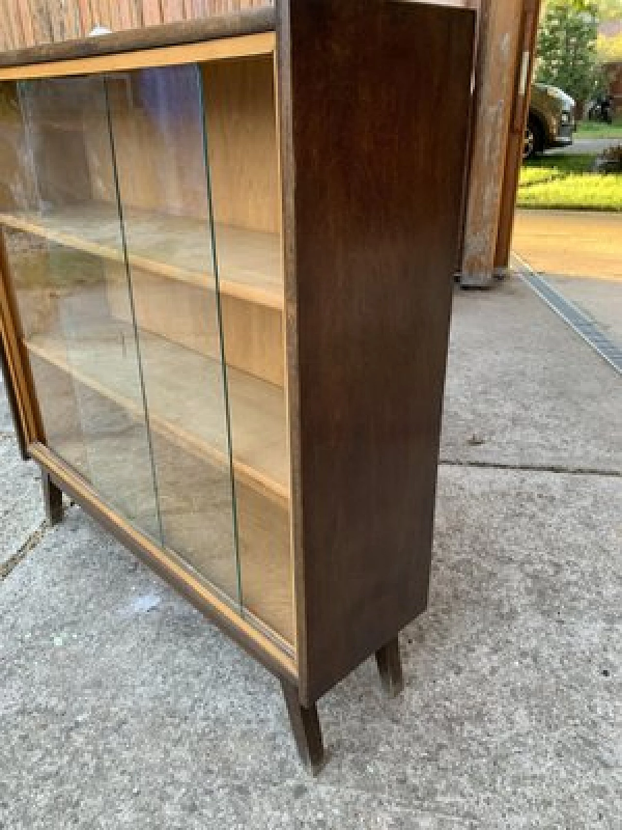 Hungarian wood glass cabinet, 1970s 1