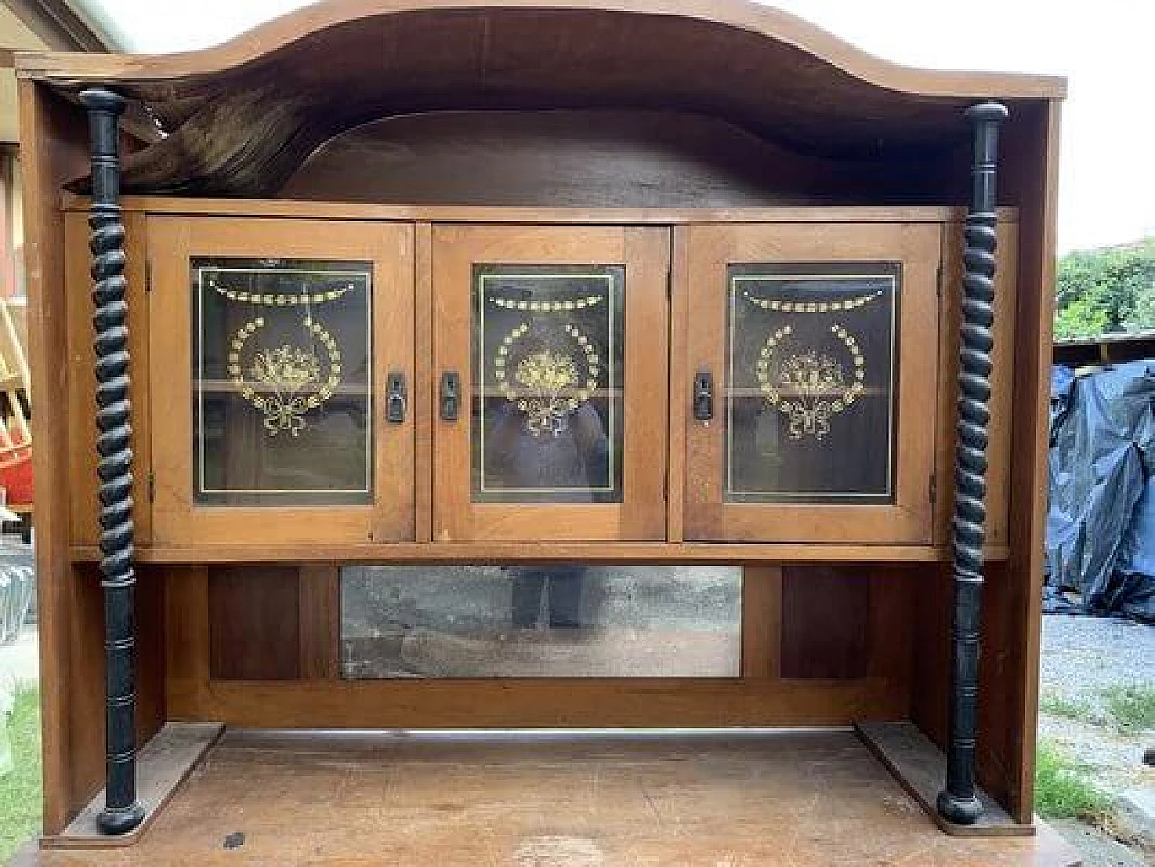 Hungarian Art Nouveau wood and glass sideboard, early 20th century 2