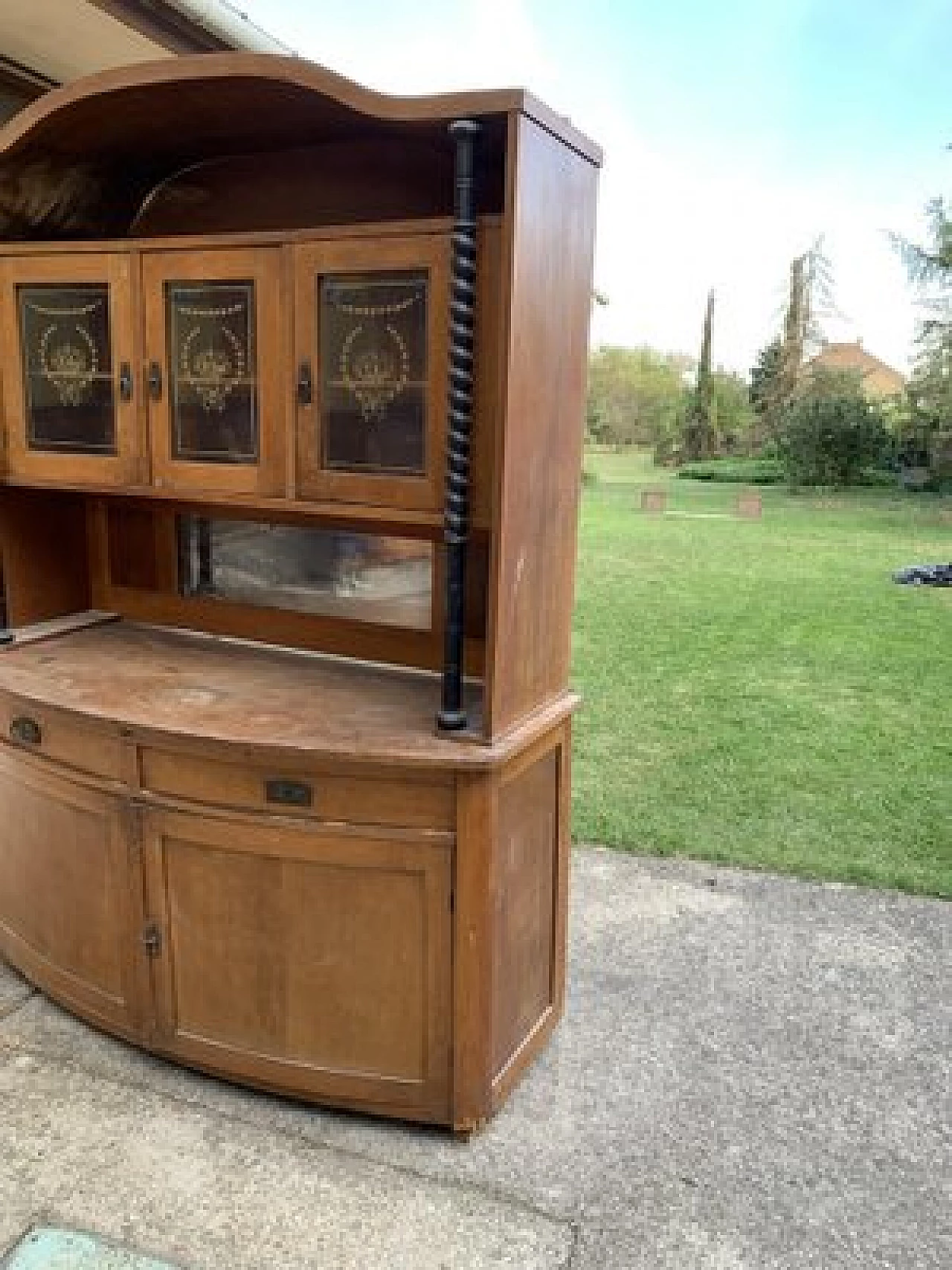 Hungarian Art Nouveau wood and glass sideboard, early 20th century 5