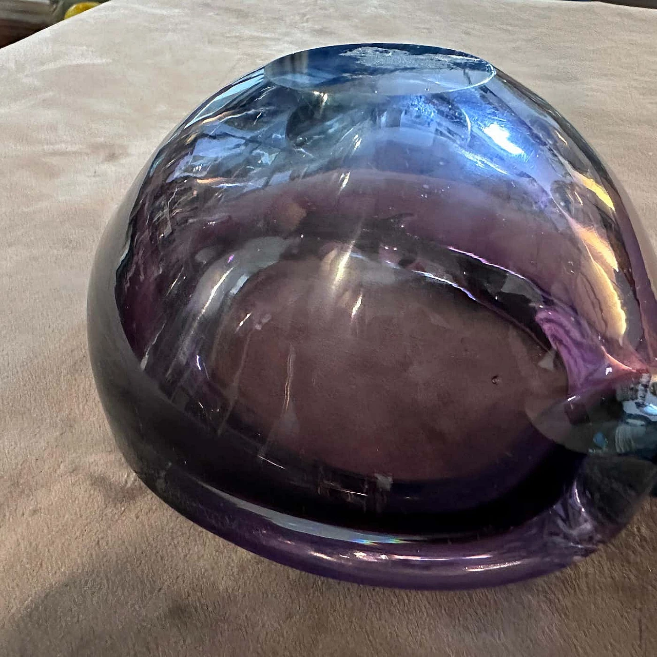 Blue and violet Murano glass ashtray attributed to Seguso, 1970s 3