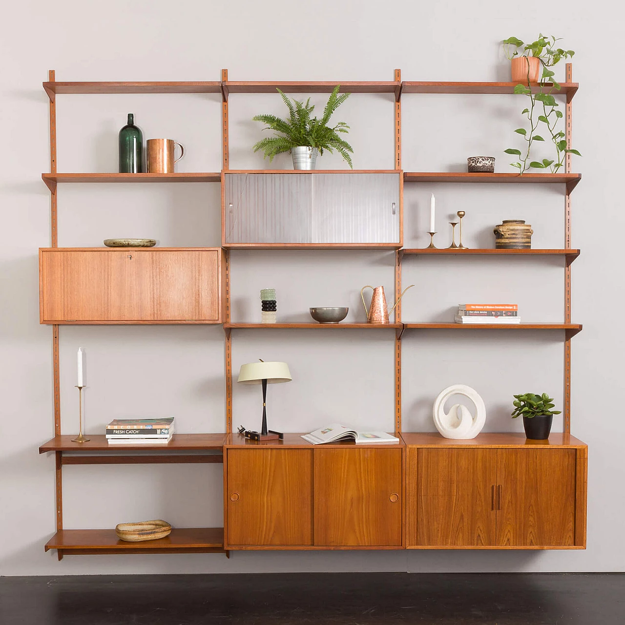 Modular teak bookcase by Kai Kristiansen for FM Møbler, 1960s 1