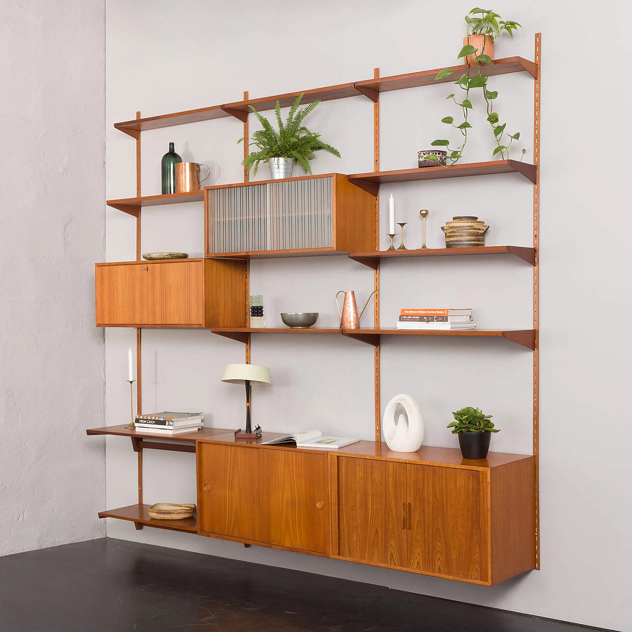 Modular teak bookcase by Kai Kristiansen for FM Møbler, 1960s 2