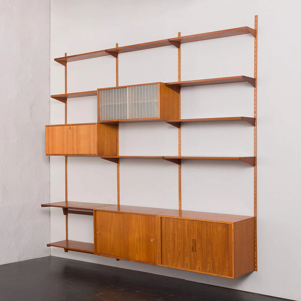 Modular teak bookcase by Kai Kristiansen for FM Møbler, 1960s 3