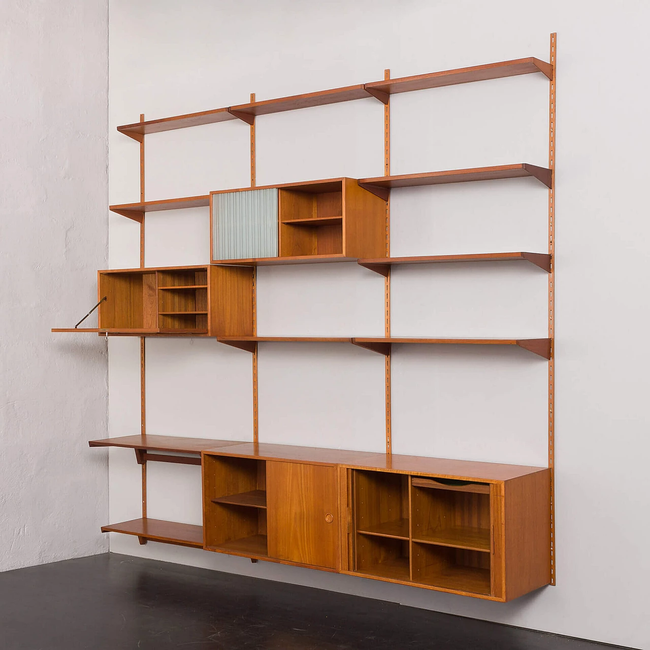 Modular teak bookcase by Kai Kristiansen for FM Møbler, 1960s 4