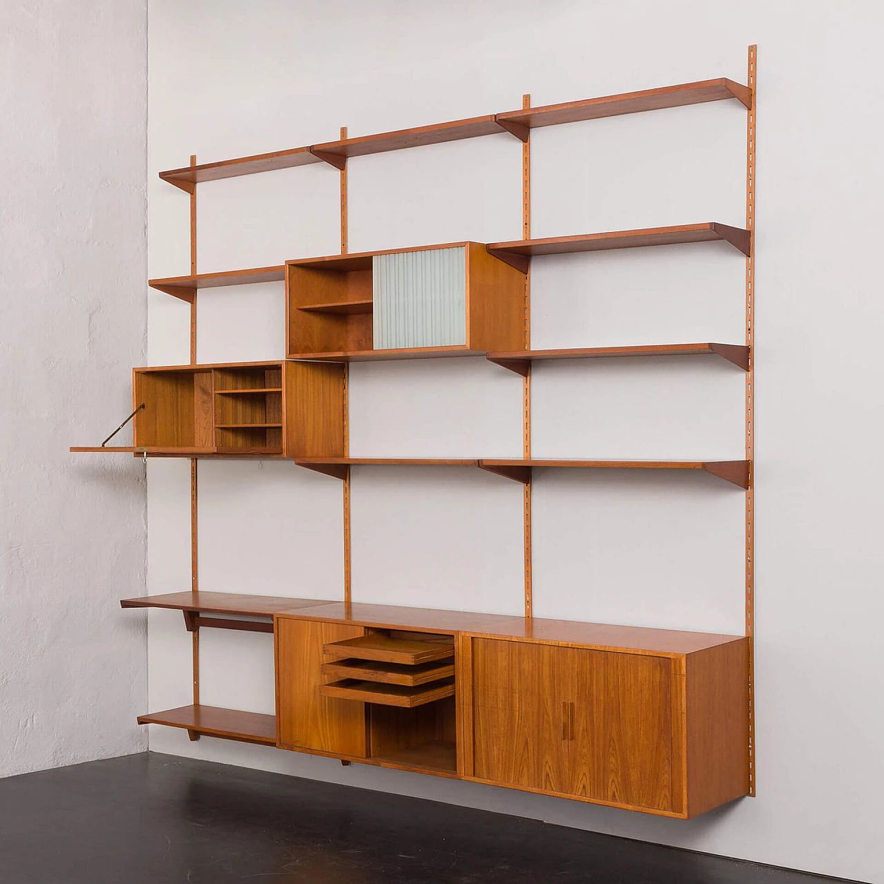 Modular teak bookcase by Kai Kristiansen for FM Møbler, 1960s 6