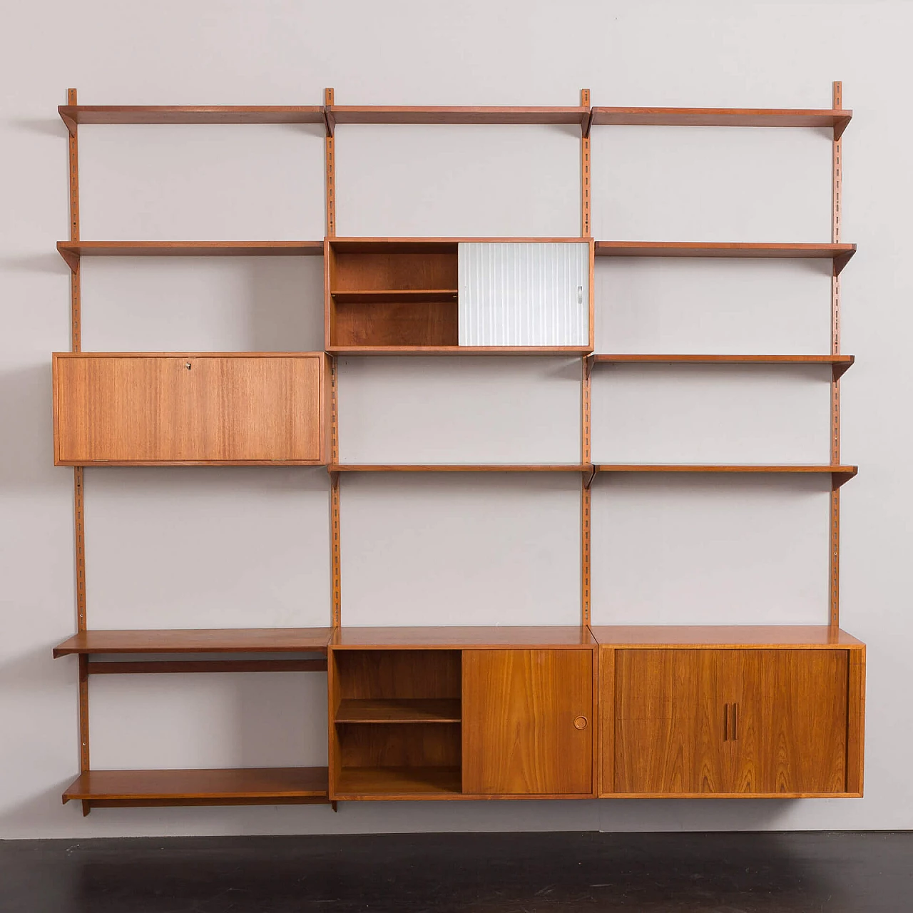 Modular teak bookcase by Kai Kristiansen for FM Møbler, 1960s 10