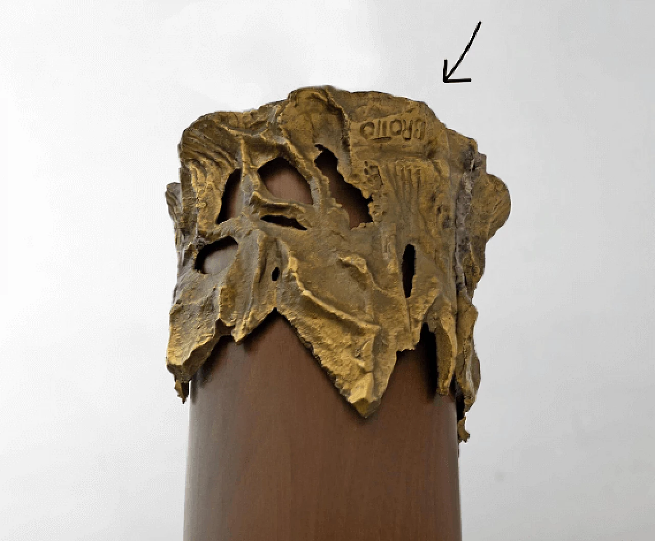 Lampada in vetro, legno e bronzo di Angelo Brotto per Esperia, anni '70 8