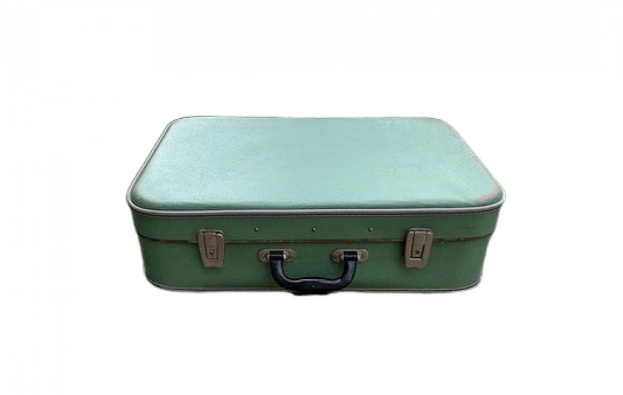 Hungarian green fabric suitcase, 1960s 7