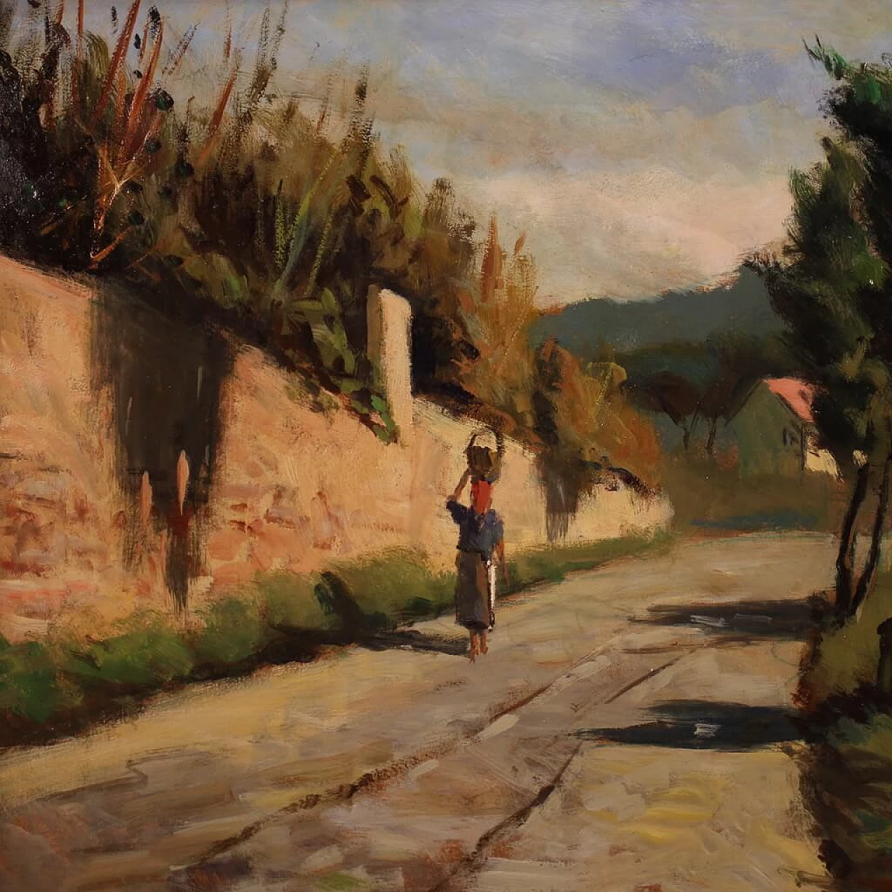 Cafiero Filippelli, paesaggio di campagna, dipinto a olio su masonite 4