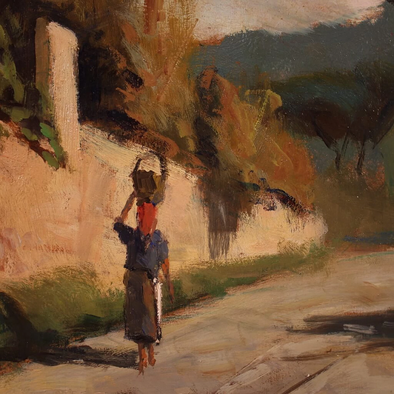 Cafiero Filippelli, paesaggio di campagna, dipinto a olio su masonite 13