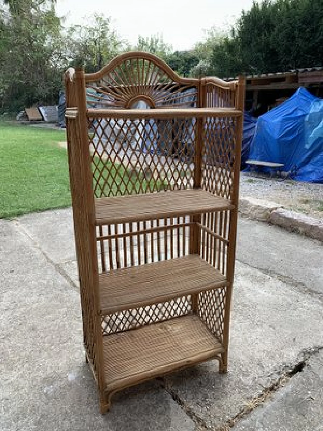 Bamboo and wicker bookcase, 1960s 1