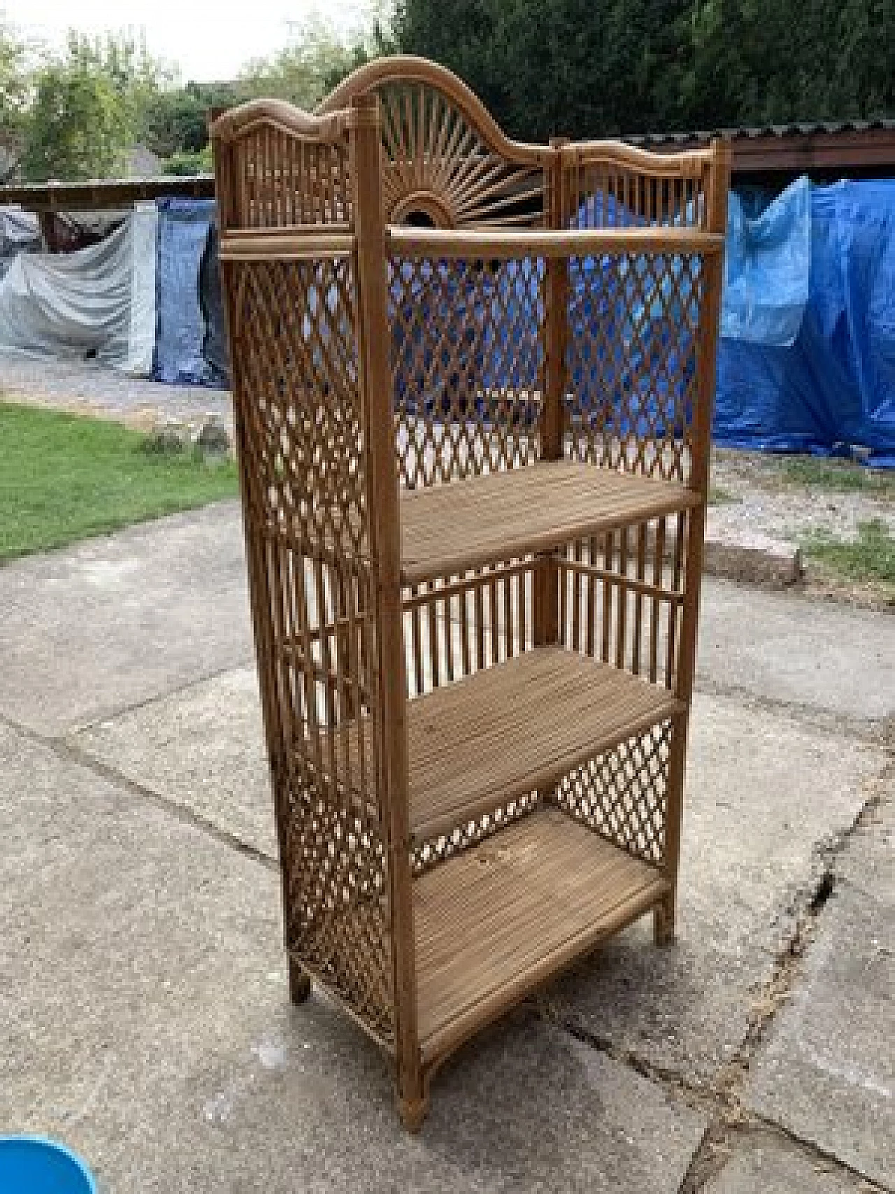 Bamboo and wicker bookcase, 1960s 3