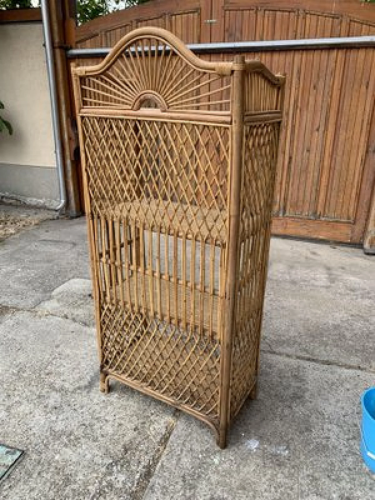 Bamboo and wicker bookcase, 1960s 4