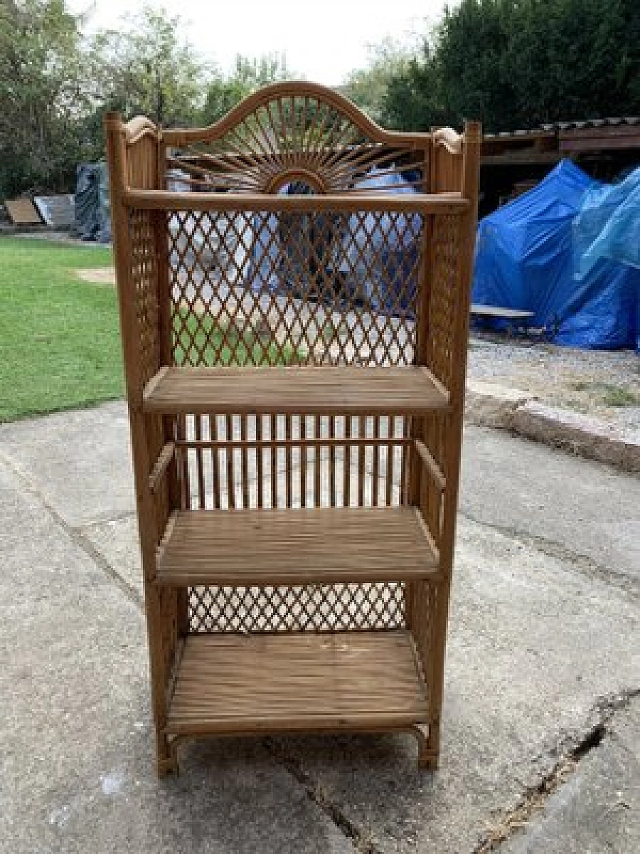 Bamboo and wicker bookcase, 1960s 5