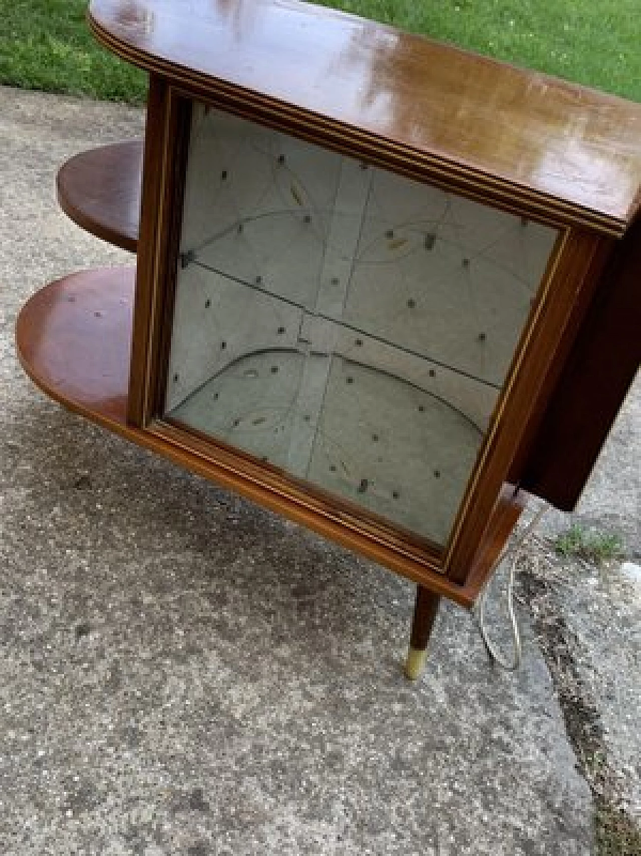 Walnut cocktail bar cabinet with lamp stand by Wilhelm Krechlok KG, 1950s 4