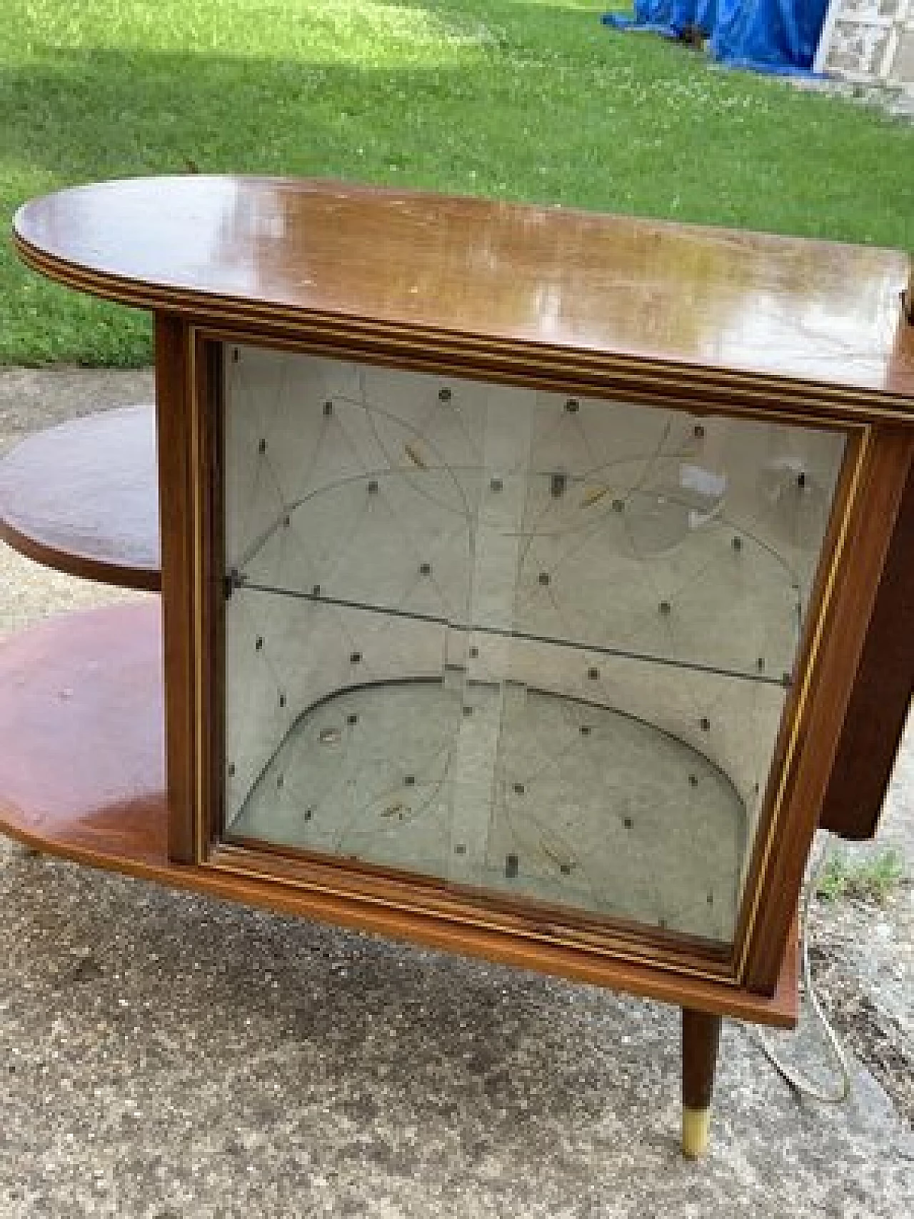 Walnut cocktail bar cabinet with lamp stand by Wilhelm Krechlok KG, 1950s 6