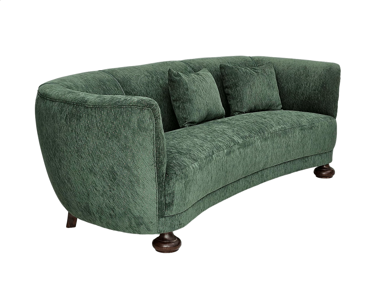 Danish three-seater ash and green velvet sofa, 1960s 17