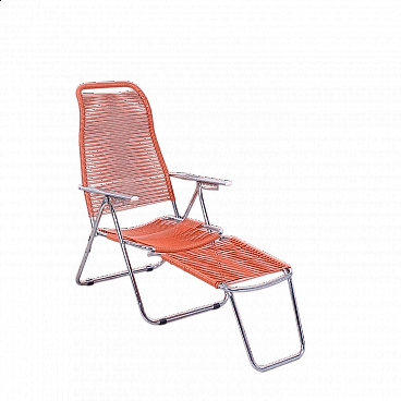 Spaghetti armchair, orange corded folding lounger by Fiam, 1970s