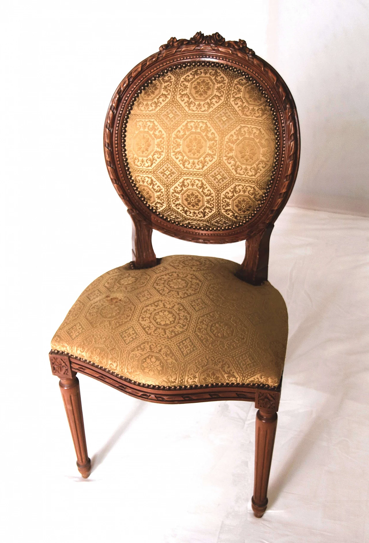 10 Solid walnut chairs in Louis XVI style with turned legs, early 20th century 2