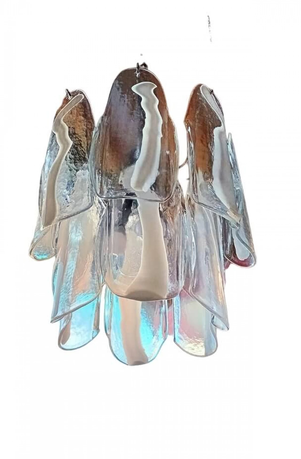 Transparent and white Murano glass chandelier by Mazzega, 1970s 11