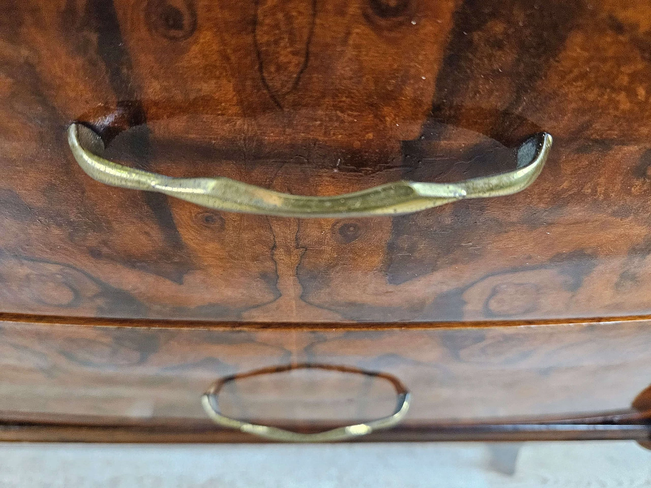 Wood chest of drawers with aqua green glass top, 1960s 12