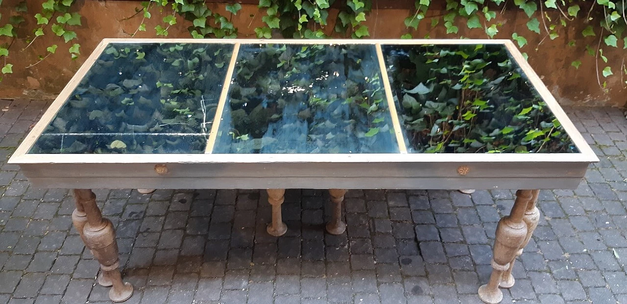 Table with 19th-century mirrored top and 18th-century spool legs, early 20th century 6