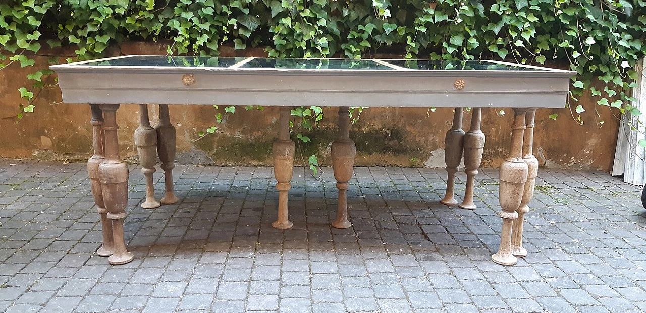 Table with 19th-century mirrored top and 18th-century spool legs, early 20th century 9