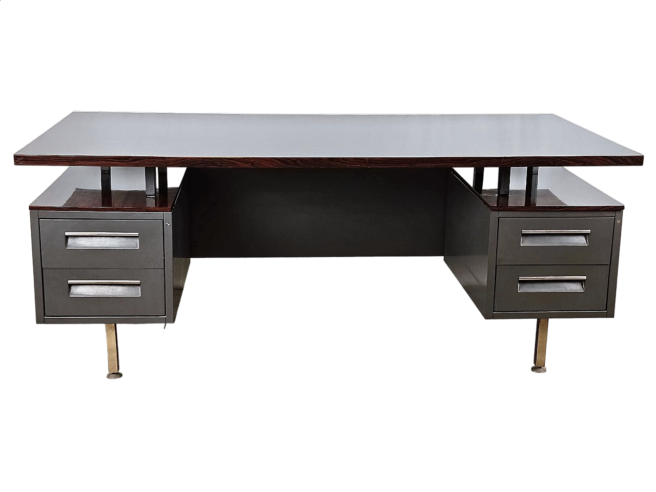 Iron desk with rosewood laminate top by Mobiltecnica Torino, 1970s 37