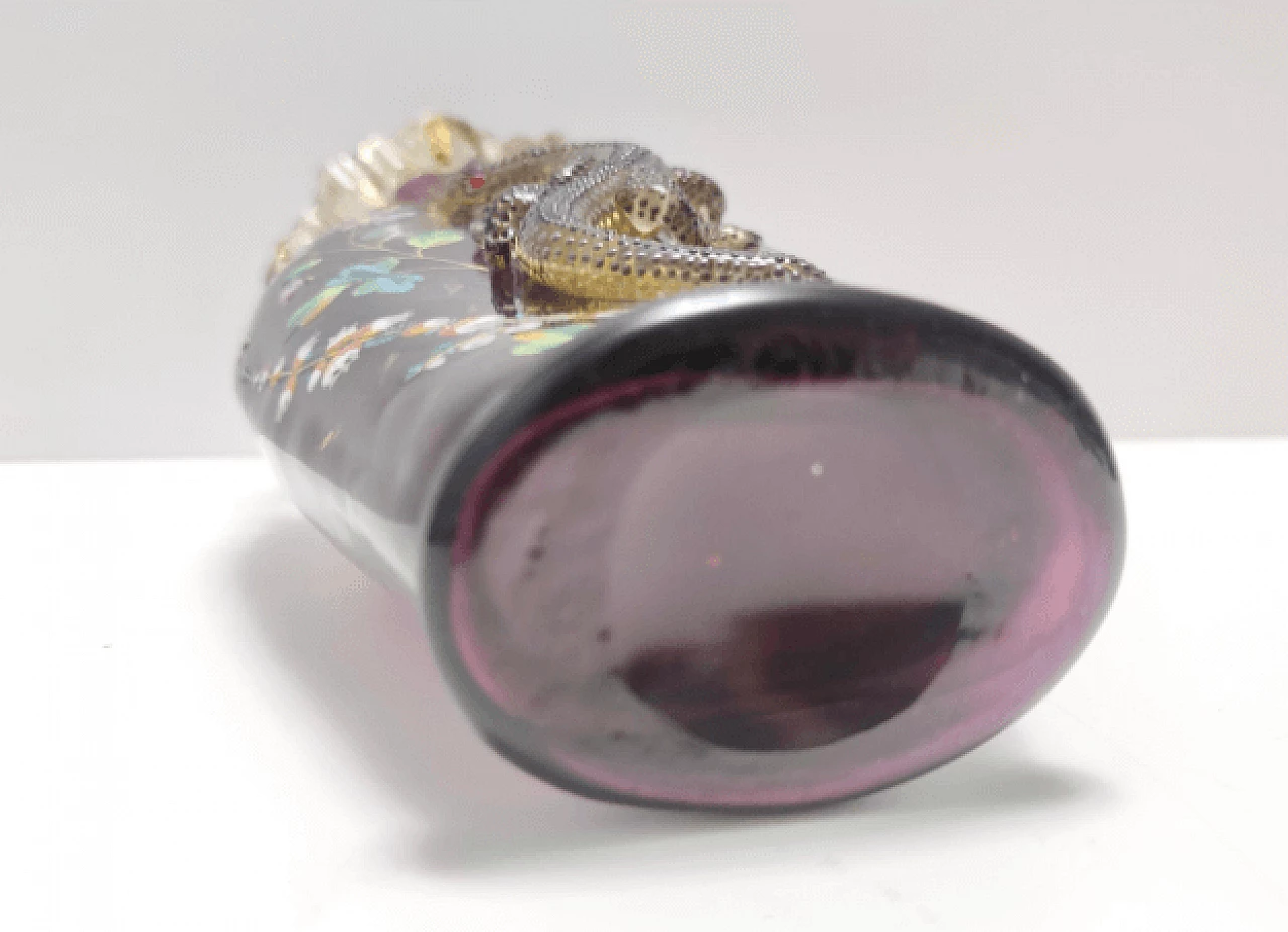 Amethyst blown glass vase with salamander, late 19th century 11