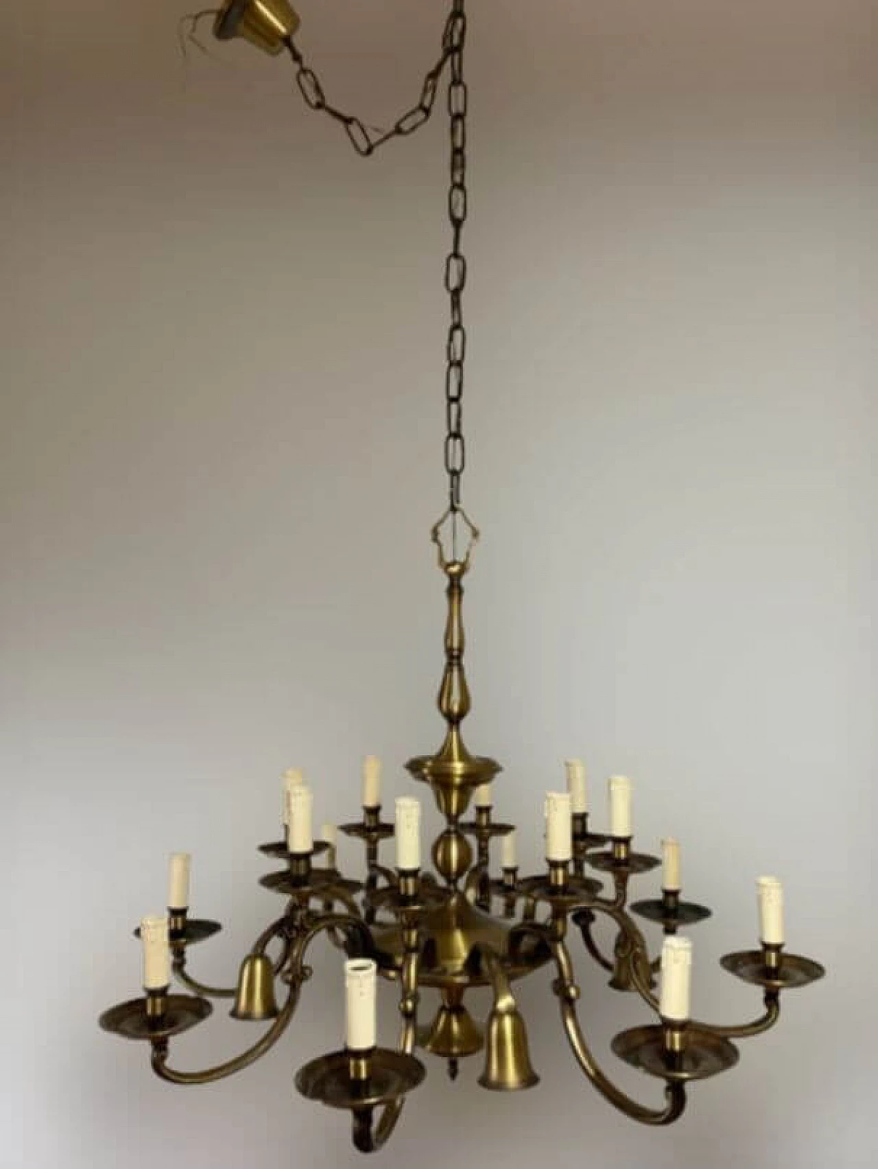 Twenty-light brass and bronze chandelier, 1950s 1