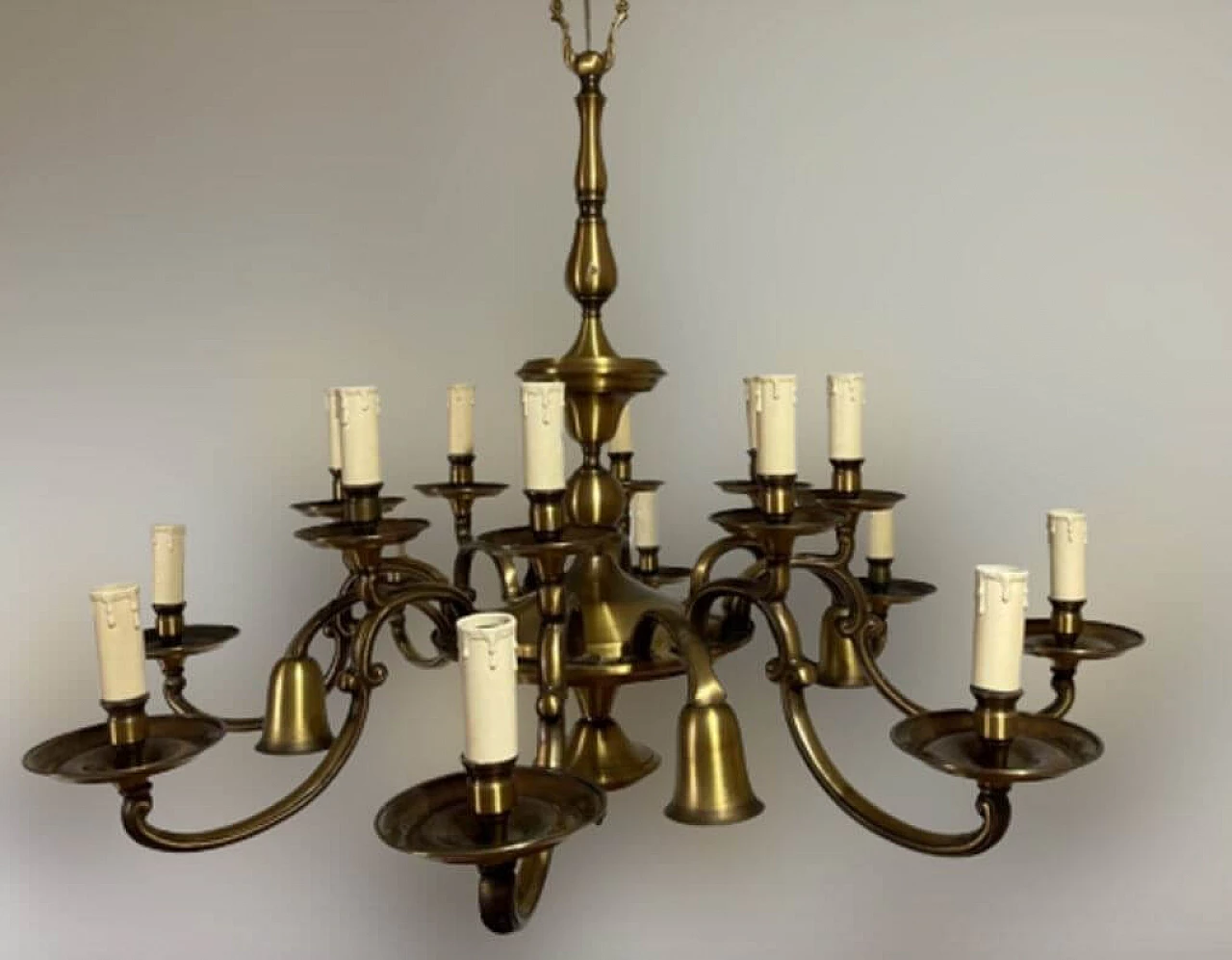 Twenty-light brass and bronze chandelier, 1950s 2