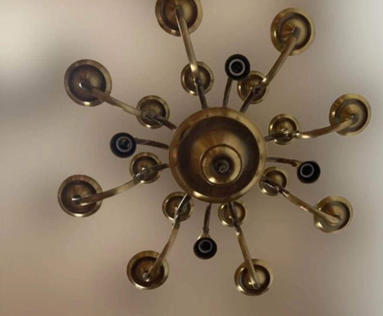 Twenty-light brass and bronze chandelier, 1950s 3