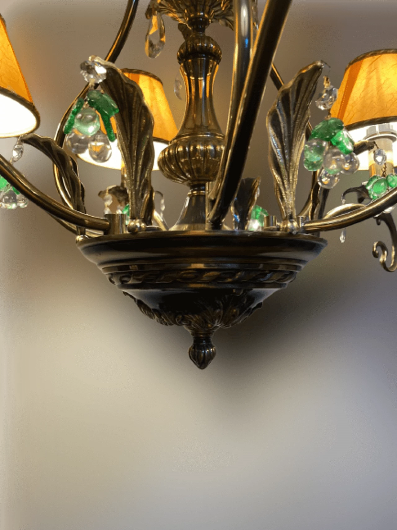 Brass and bronze chandelier with crystal pendants in Art Nouveau-style, 1990s 9