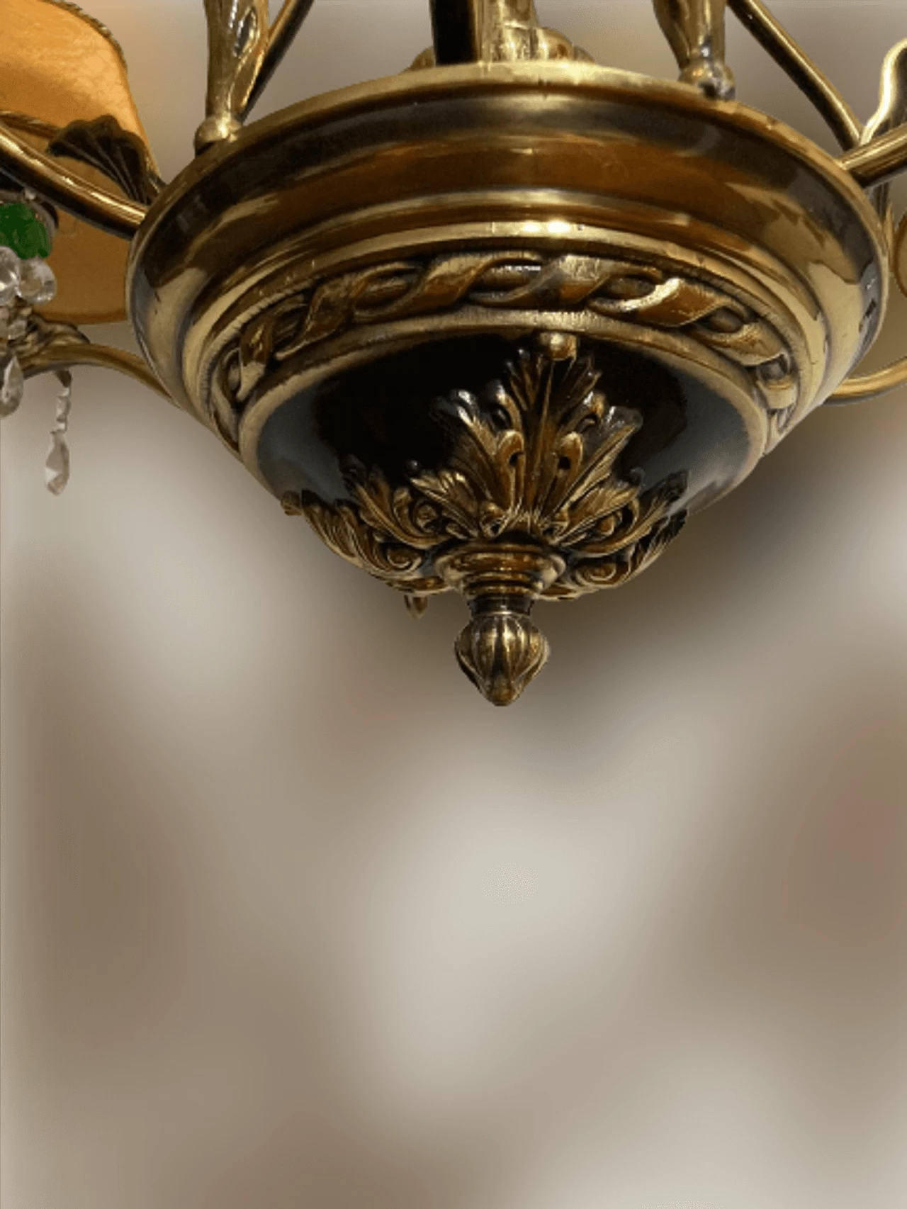 Brass and bronze chandelier with crystal pendants in Art Nouveau-style, 1990s 11