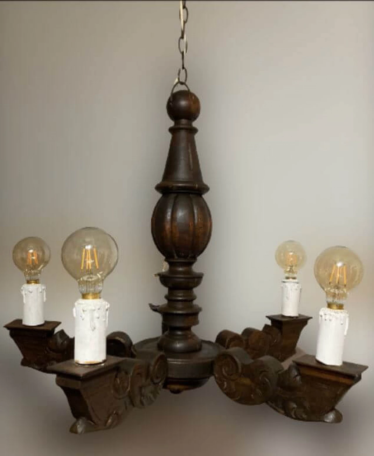 Carved wooden chandelier in Renaissance style, 19th century 2