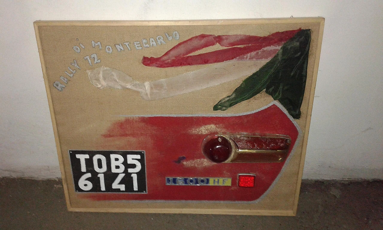 Sebastian Sa, Lancia Fulvia HF, mixed media work on wood, 1980s 1