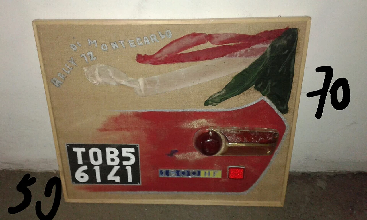 Sebastian Sa, Lancia Fulvia HF, mixed media work on wood, 1980s 3