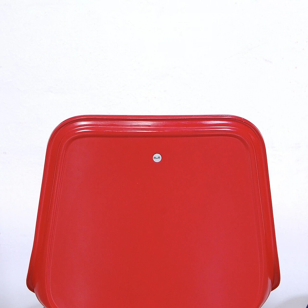 4 Iron and red plastic chairs by MIM Roma, 1960s 7